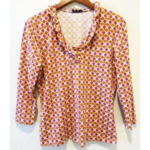 J. McLaughlin Pink Orange Ruffle Catalina Cloth Preppy Career Top Women's Medium
